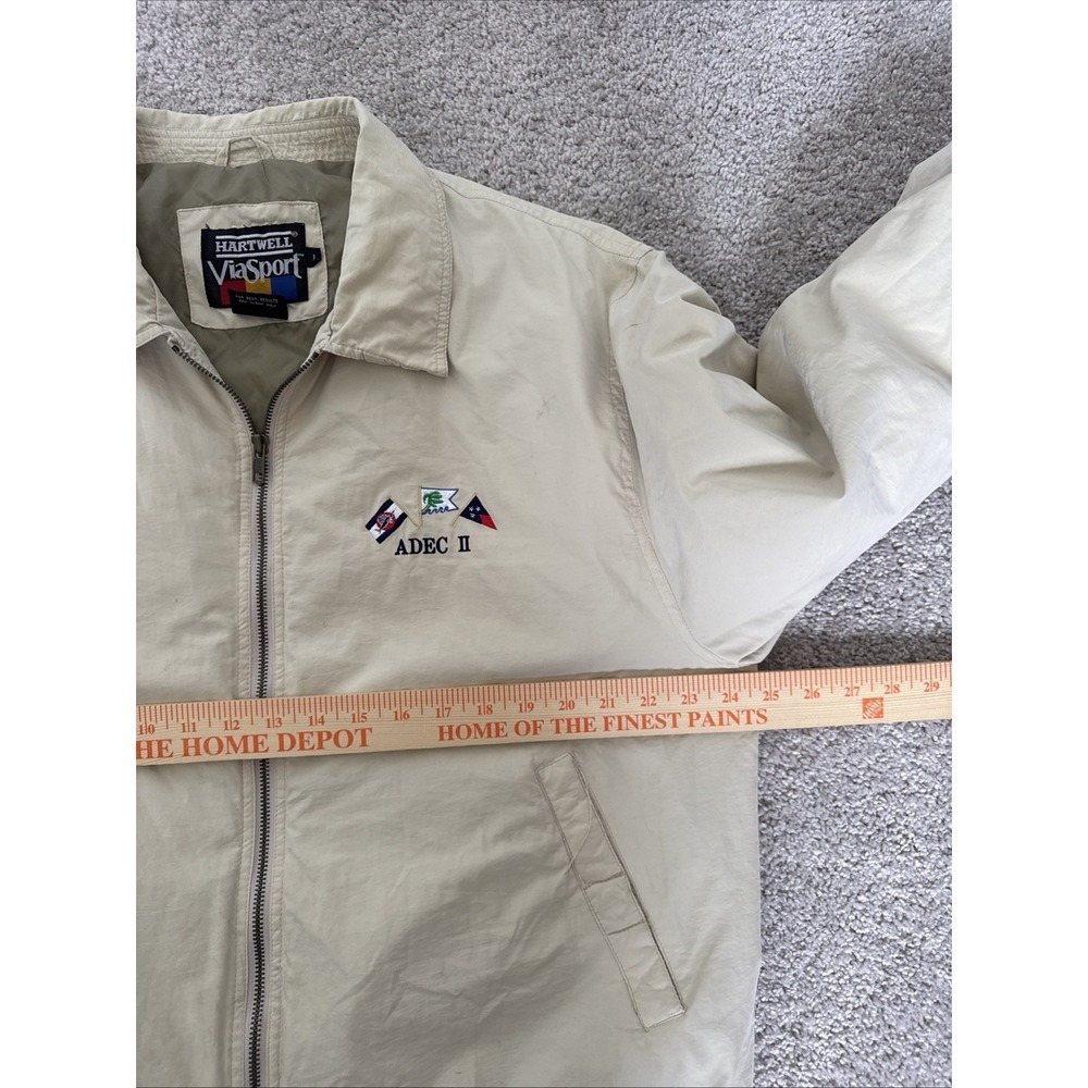 Vintage Hartwell Viasport Beige Windbreaker Bomber Jacket Sz L Nautical - Picture 6 of 8